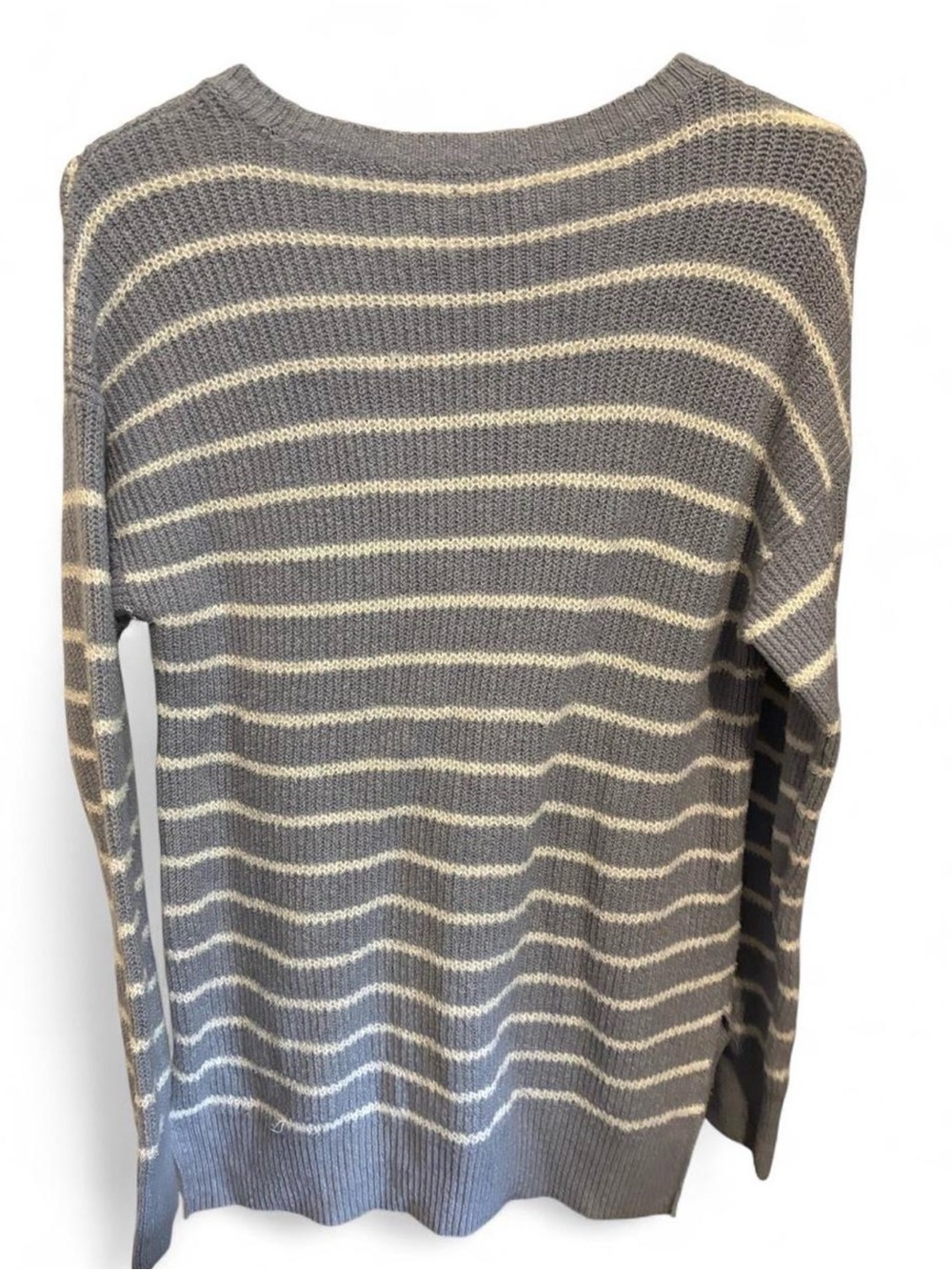 LC Lauren Conrad Light Blue and White Striped Ribbed Knit Top - Picture 3 of 3